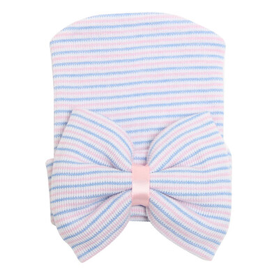 

New 2019 Autumn Winter Newborn Baby Girl Boys Striped Bowknot Hospital Hat Beanie Hat Stretchy Cap