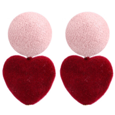 

Fashion Sweet Heart Shaped Plush Ball Pearl Stud Earrings for Women