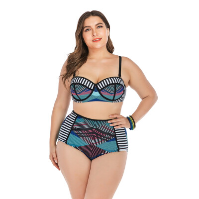 

Women Tankini Patchwork Strappy High Waist Swimwear Bikini Top Bottom Lady Plus Size Swimsuit Beach Swimming Suit