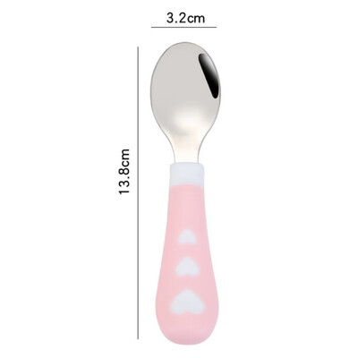 

1 pcs Stainless Steel Children Tableware Round Spoon Fork Cartoon Spoon Fork Set