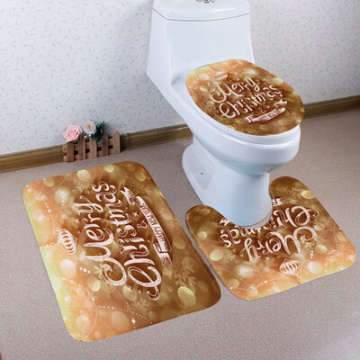 

〖Follure〗3PCS Christmas Bathroom Non-Slip Pedestal Rug Lid Toilet Cover Bath Mat Set