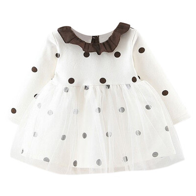 

Baby Girls Autumn Dress Casual Long Sleeve Polka Dot Print Mesh Dress Kids Princess Pageant Dresses 0-24M