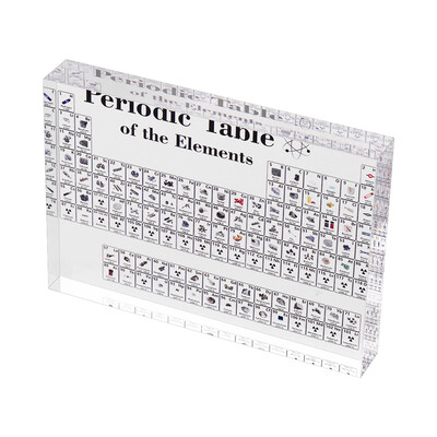 

Acrylic Periodic Table Display with Elements Durable Portable Learning Education Tool for Teachers Students for Home School Desk D