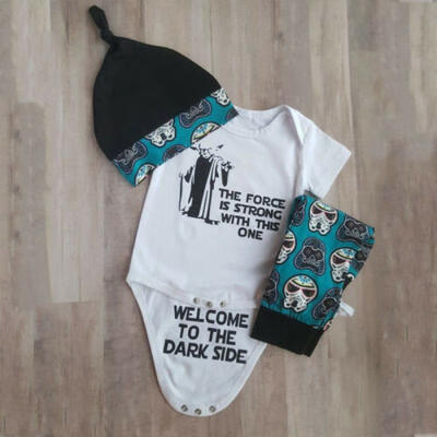 

AU 3pcs Newborn Baby Top BodysuitPantsHat Outfit Boy Girl Clothes 3 6 9 12 18M