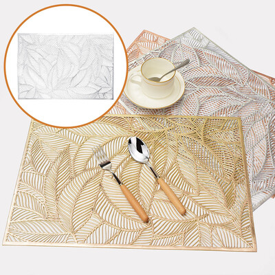 

Gobestart Leaf Bronzing Placemat Leaf PVC Placemat Western Table Mat Simple Decoration