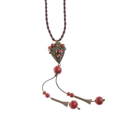 

Necklace Bohemia Art Fashion Long Sweater Folk Style Accessories For Women Chain Womens Ceramic Jewelry