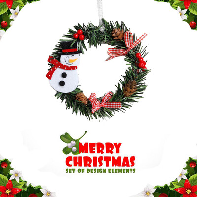 

Toponeto Mini Christmas Wreath Decor Wall Door Ornament Garland Xmas Party Decor