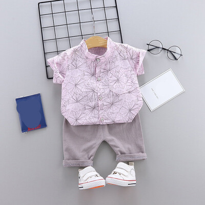

2PcsSet Summer Baby Boys Short Sleeve Print Tops Blouse T-shirtShorts Casual Outfits Sets