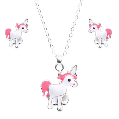

Children Girls Unicorn Alloy Necklace&Stud Earring Accessories Set