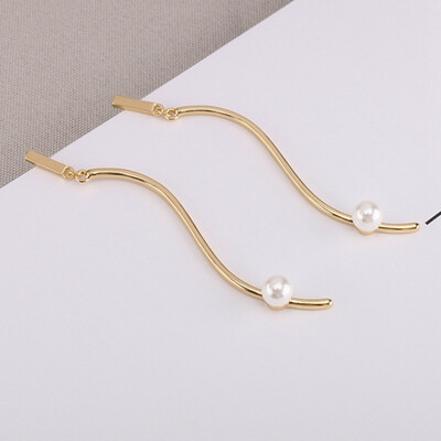 

Gold Color Earrings With Pearls Bohemian Dangle Beads Earrings For Women Jewelery Fashionable Gifts