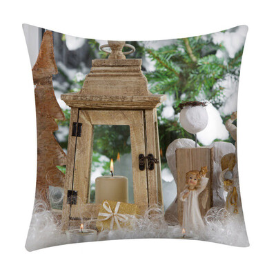 

Linen Christmas pillow case Square Throw Cushion Cover Single-sided Printe For Home Office Sofa Car 2019 Xmas Pillowcase
