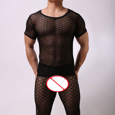 Mens Mesh T-shirt Gym Training Tank Top Fishnet Sporting Short Sleeve Shirt Tees