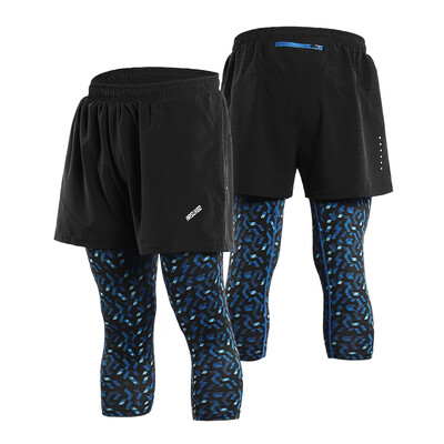 

Arsuexo Mens 2 in 1 Running Capri Pants Breathable Active Training Workout Shorts Leggings Tennis Baseball Pants with Pockets