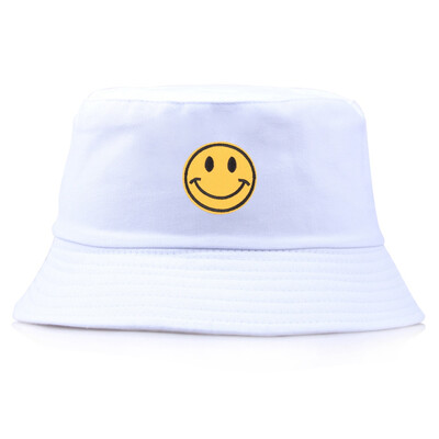 

5 Colors Smiling Face Embroidery Bucket Hats Summer Fashion Outdoor Fisherman Caps For Unisex Women Men Visor Caps