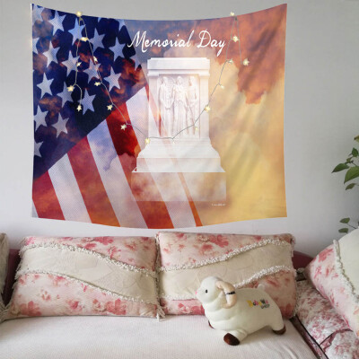 

Toponeto Independence Day Print Family Tapestry Light String Combination Wall Decor15x2m