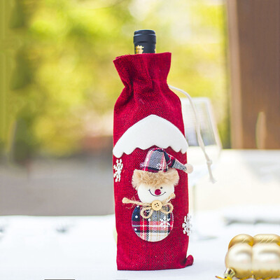 

Tailored Red Wine Bottle Cover Bags Snowman Santa Claus Christmas Decoration Sequins Xmas