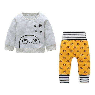 

2018 Cartoon Baby Set Shirtpants 2pcs Childrens Clothing Set Outfit Toddler Baby Boys Long Sleeves Set 3M-18M For Autumn