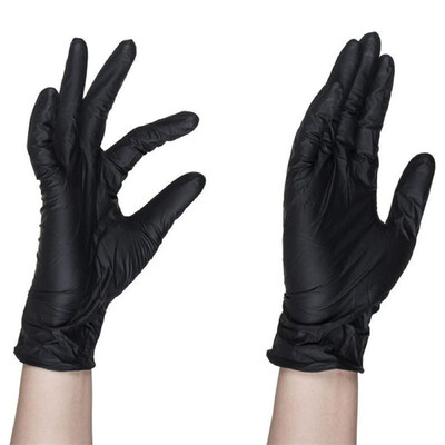 

Powder-Free Disposable Nitrile Gloves Fingertip Texture Box of 100 Black