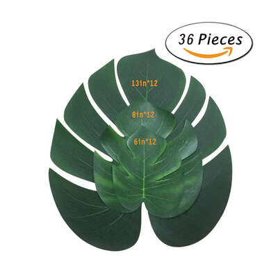 

54PCS36PCS Tropical Palm Turtle Shell Leaves Artificial Leaf Lifelike Hibiscus Flowers Petals Birthday Party Decoration