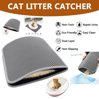 

Foldable Double-Layer Cat Litter Mat Waterproof Pad Pet Rug Foam Trapper UK
