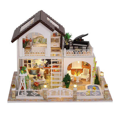 

Perfect Holiday Cute Room DIY Dollhouse DIY Wood Mini Doll House LED Villa Wooden Small House