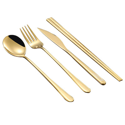 

Toponeto 4PCS Stainless Steel Upscale Dinnerware Flatware Cutlery Spoon Chopsticks BK