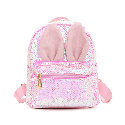

New Fashion Rabbit Ears Sequin Backpack Leather Sequin Cute Backpack Kids Children Cartoon Shoulder Bag Women Girl Mini Backpack