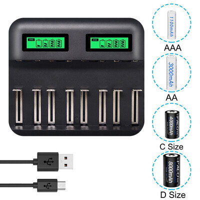 

8 Slot Intelligent Battery Charger for AA AAA SC C D Rechargeable Batteries