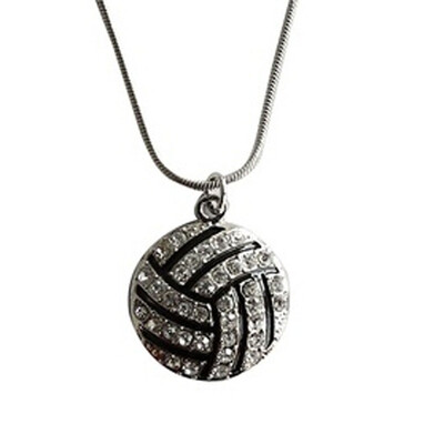 

Funny Ball Hot Modeling Pendant Necklace Crystal Sports Charm New Chain Rhinestone Volleyball