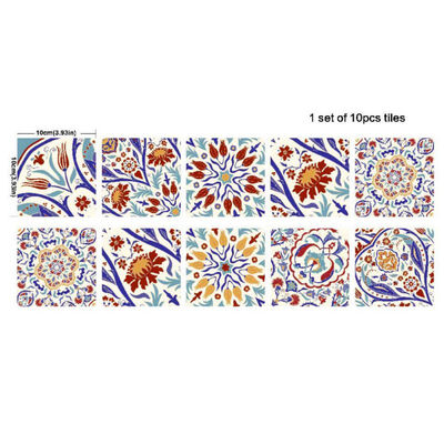 

10pcs Diy Tiles Stickers 3d Retro Vintage Flowers Bathroom Kitchen Toilet Decoration Wall Stickers Waterproof Pvc Decals Sticker