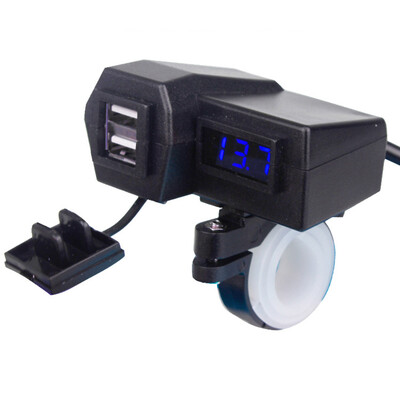 

4 In 1 Multi-function Motorcycle Dual USB Car Charger Redblue LED Voltmeter