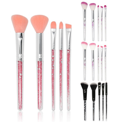 

5pcsset High Quality Makeup Diamond Glitter Makeup Brushes Set Acrylic Transparency Foundation Blending Brush Cosmetic Beauty