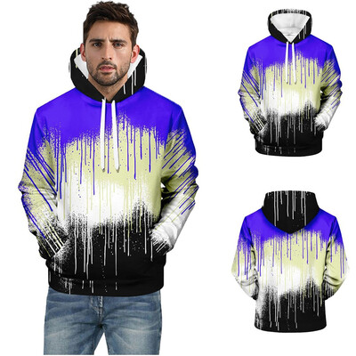 

Toponeto Mens New Fashion Casual 3D Printed Hooded Long-Sleeved Sweater Coat