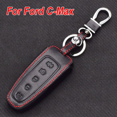 

Black Leather Remote Key Case Protective Cover For Ford C-Max Explorer Adventure