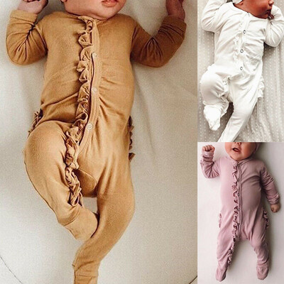 

Newborn Baby Boy Girl Autumn Clothes Romper BodysuitHeadband Sleepwear Pyjamas