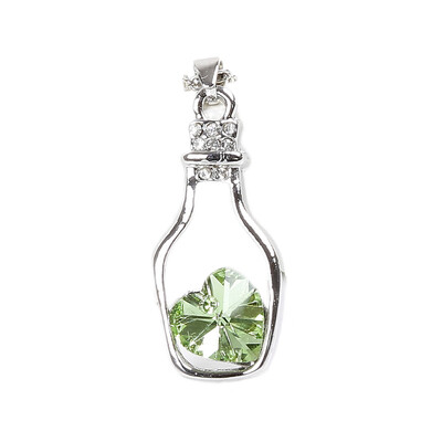 

New Design Look For Love Drift Bottles Necklace Crystal Heart Clavicle Chain Pendantsamp Necklaces