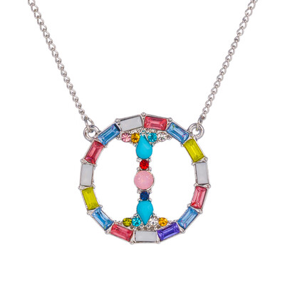 

Fashion Gold Silver Style Cubic Zirconia A-Z Initials Letter Pendant Necklaces