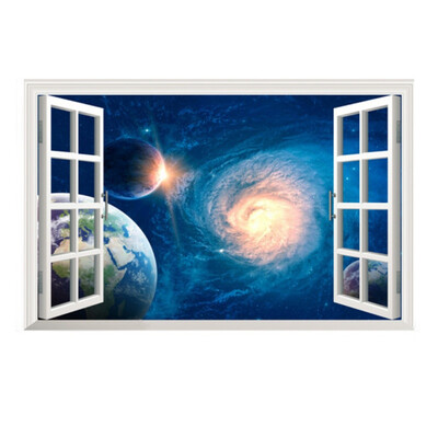 

3D Window Scenery Removable Beach Sea Wall Sticker home Decor Decals Mural Decal Exotic Beach View Wall Sticker