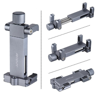 

Andoer Foldable Adjustable Smartphone Metal Clip Holder Clamp Bracket with 14" Screw Hole for iPhone X 8 7 7 Plus 6 6s 6 Pl