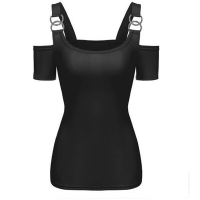 

Womens Tops And Blouses Streetwear Cold Shoulder Short Sleeve Blouse Tunic Ladies Top