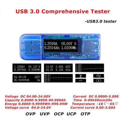 

USB 30 OLED Comprehensive Tester Current Voltage Meter Voltmeter Ammeter Energy Capacity Tester for Charger Power Bank
