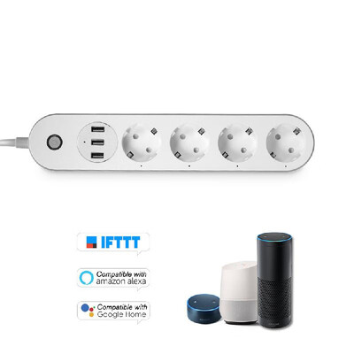 

WiFi Smart Power Strip Socket Compatible with Amazon Alexa Google Home Voice Control Multi-Plug Timer Switch Power Strip Outlet wi