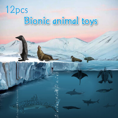 

Siaonvr Simulated Marine Animal Figure Model Shark Dolphin Children Toys 12Pcs