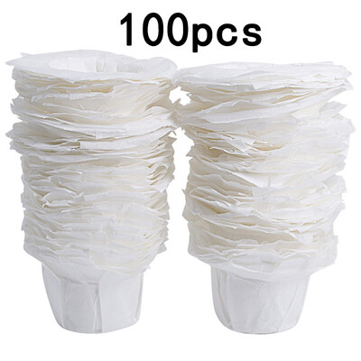 

100 Pcs Home Disposable Coffee Paper Filters Cups K-cup Replacement For Keurig