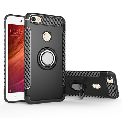

Back Cover For Xiaomi Redmi Note 5A Prime Case Car Holder Stand Hard PC Silicon Ring Suction Bracket