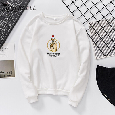 

New Autumn Tops Women Casual Pullovers Plus Velvet Loose Round Neck Sweatshirt Funny Print Couples Tops