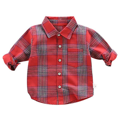 

Autumn Baby Boys Long Sleeve Plaid Print Shirts Kids Tops Tees Shirts Casual Blouse