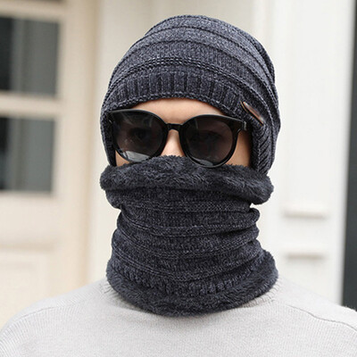

Outdoor Winter Hat And Scarf Set For Men Scarves Knitted Ski Warm Cap Beanie