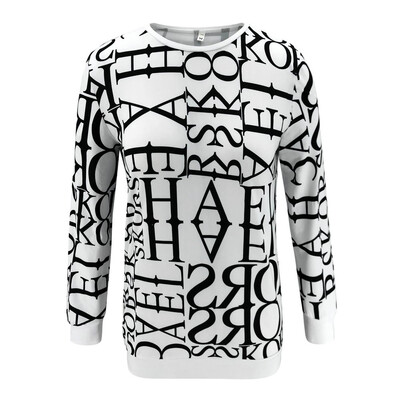 

Women Letter Print Blouse Long Sleeve T Shirt Baggy Pullover Long Top Sweatshirt