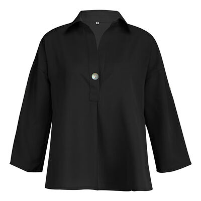 

Loose solid color V-neck shirt 2019 summer explosion models V-neck long-sleeved solid color womens casual tops